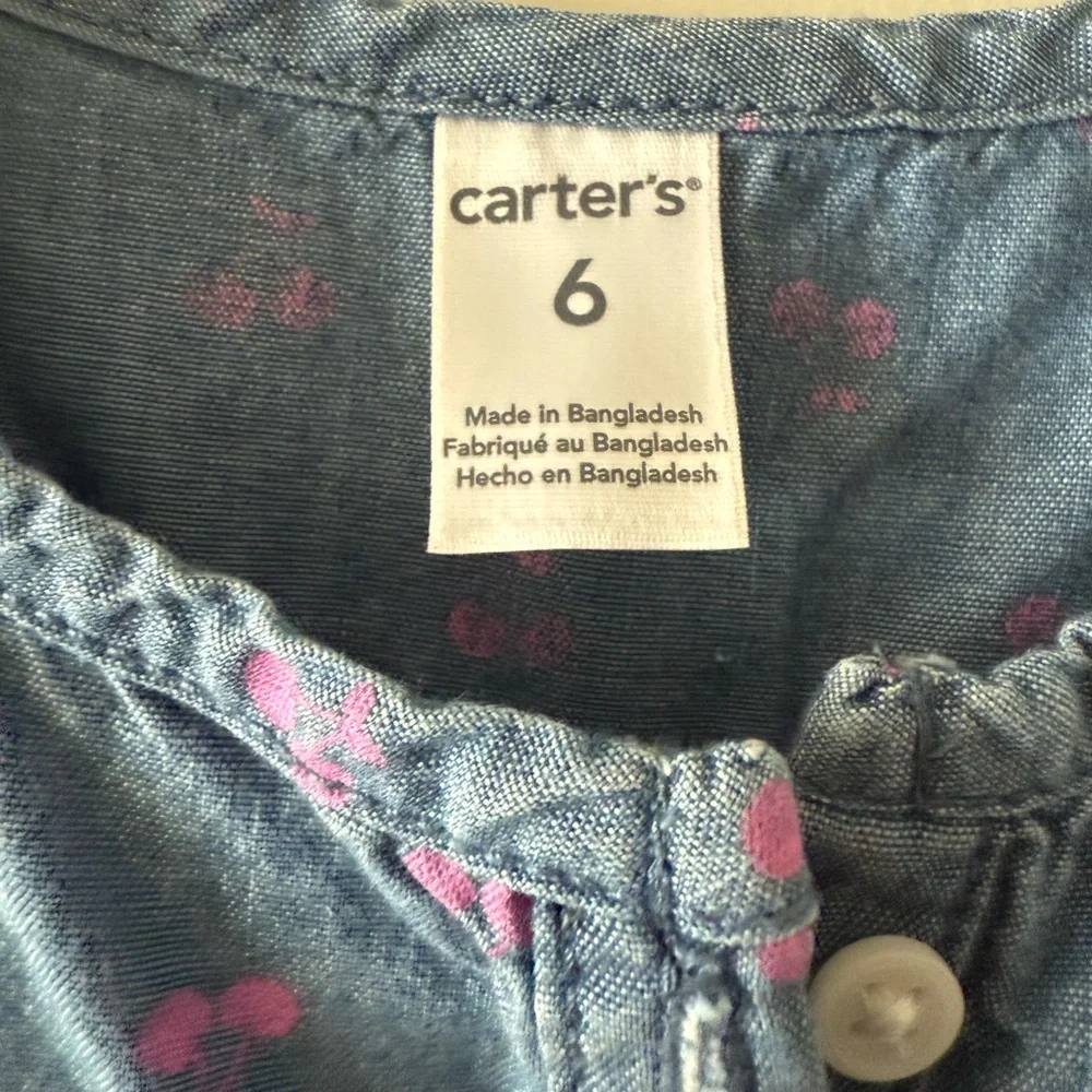Girls Carter's Cherries Chambray Tunic Top
